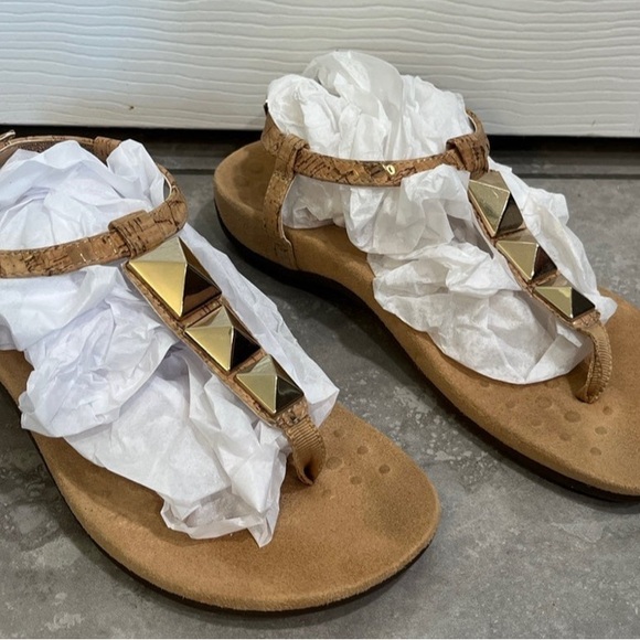 Vionic Cork & Gold Thong Sandals Shoes Size 6 - Picture 2 of 5